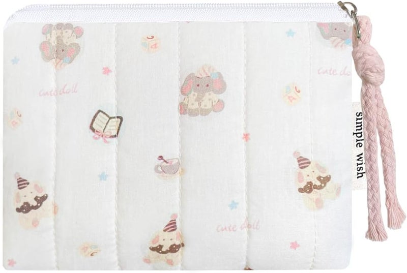 Modacarry Store Cotton Quilted Floral Coin Purse Digital Camera Pouch with Cute Prints Zipper for Women Girls (ELEPHANT) - Image 1